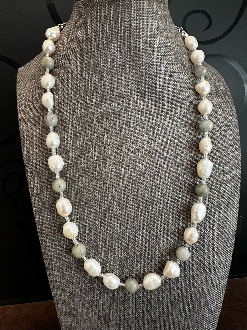 Pearl and Rainbow Moonstones Bead Women's Necklace